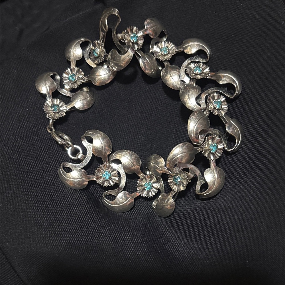 Vintage 1950’s Silver and Aquamarine Bracelet